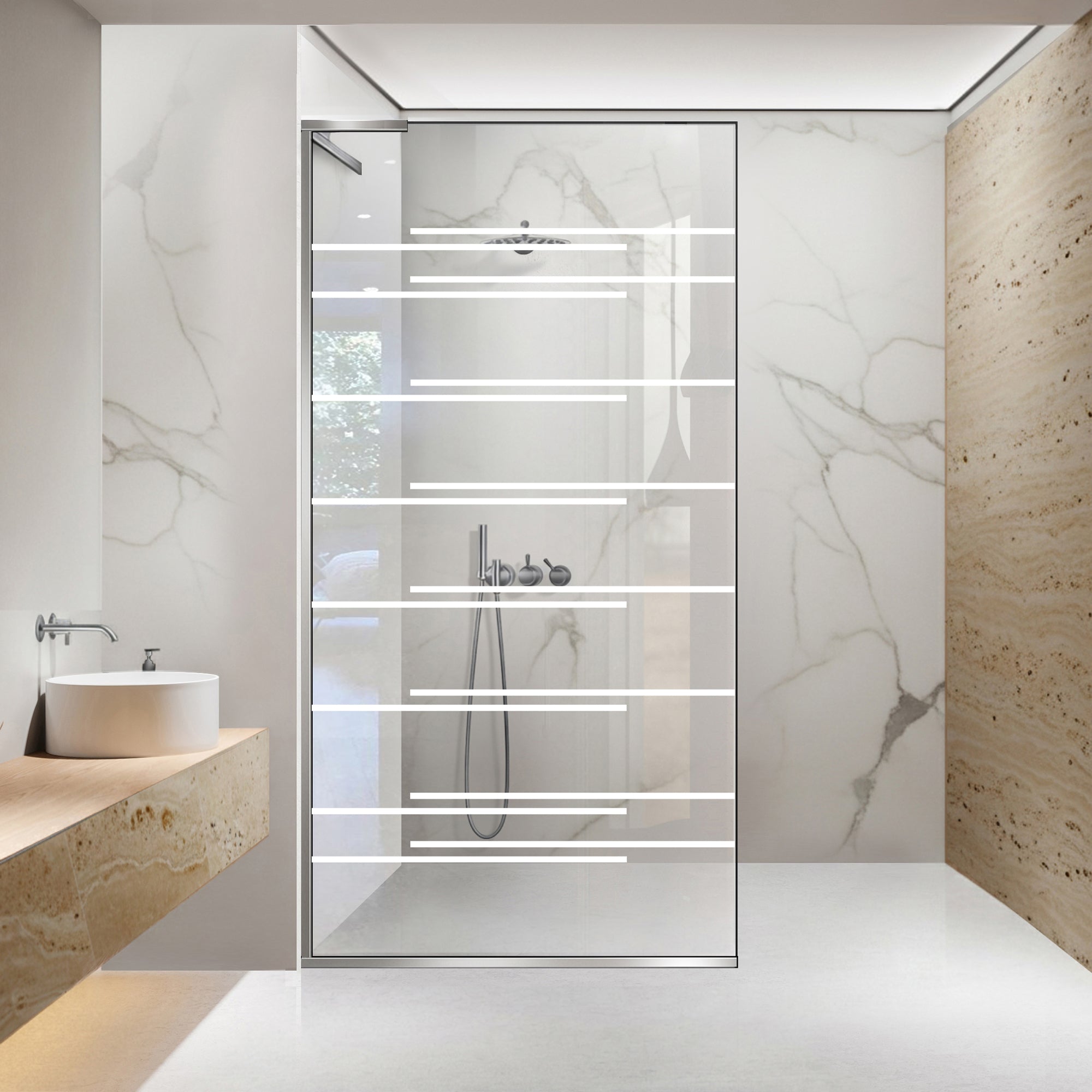 Paravan dus Walk-in, Perete dus Inox, #Clara