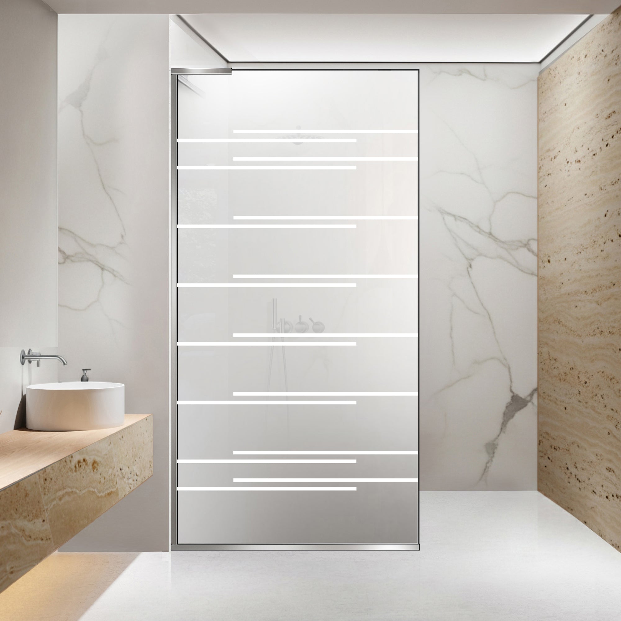 Paravan dus Walk-in, Perete dus Inox, #Mat