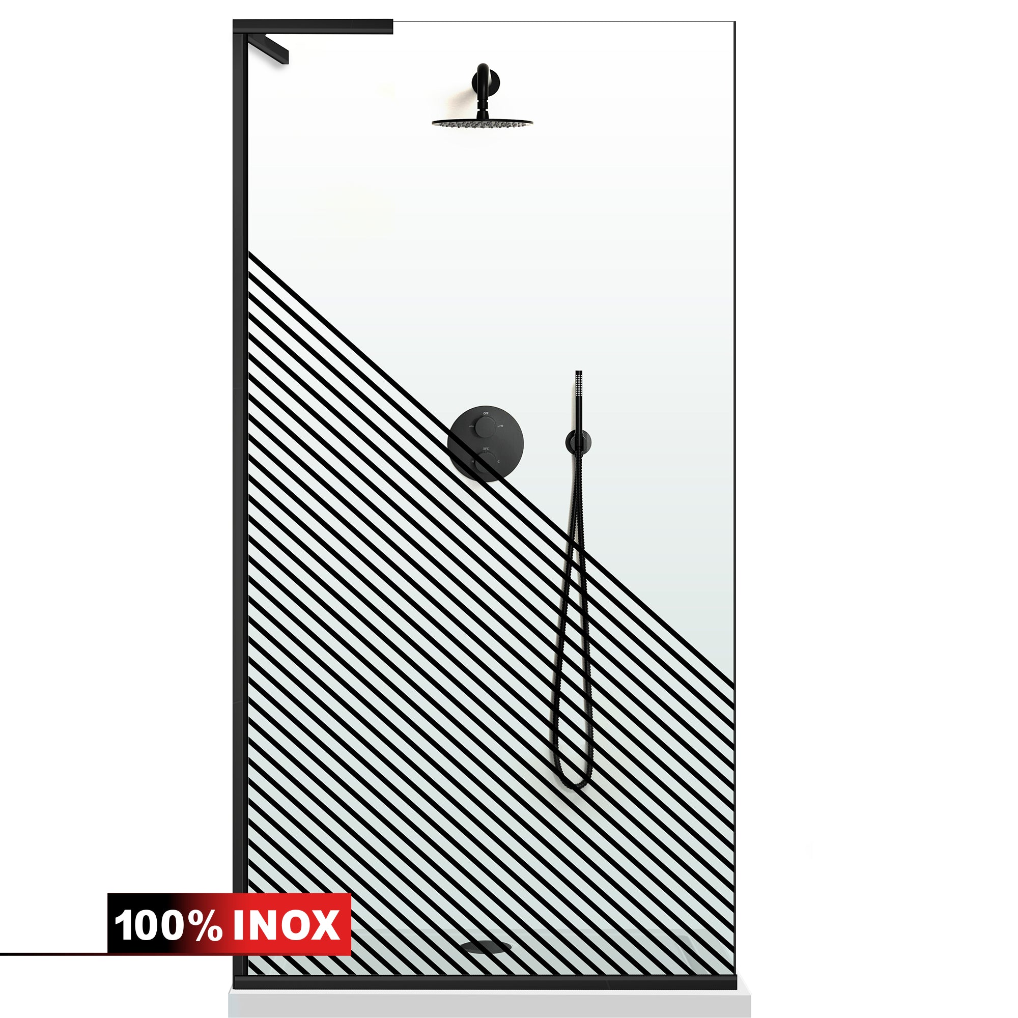 Paravan dus Walk-in, Perete dus Inox, #Clara