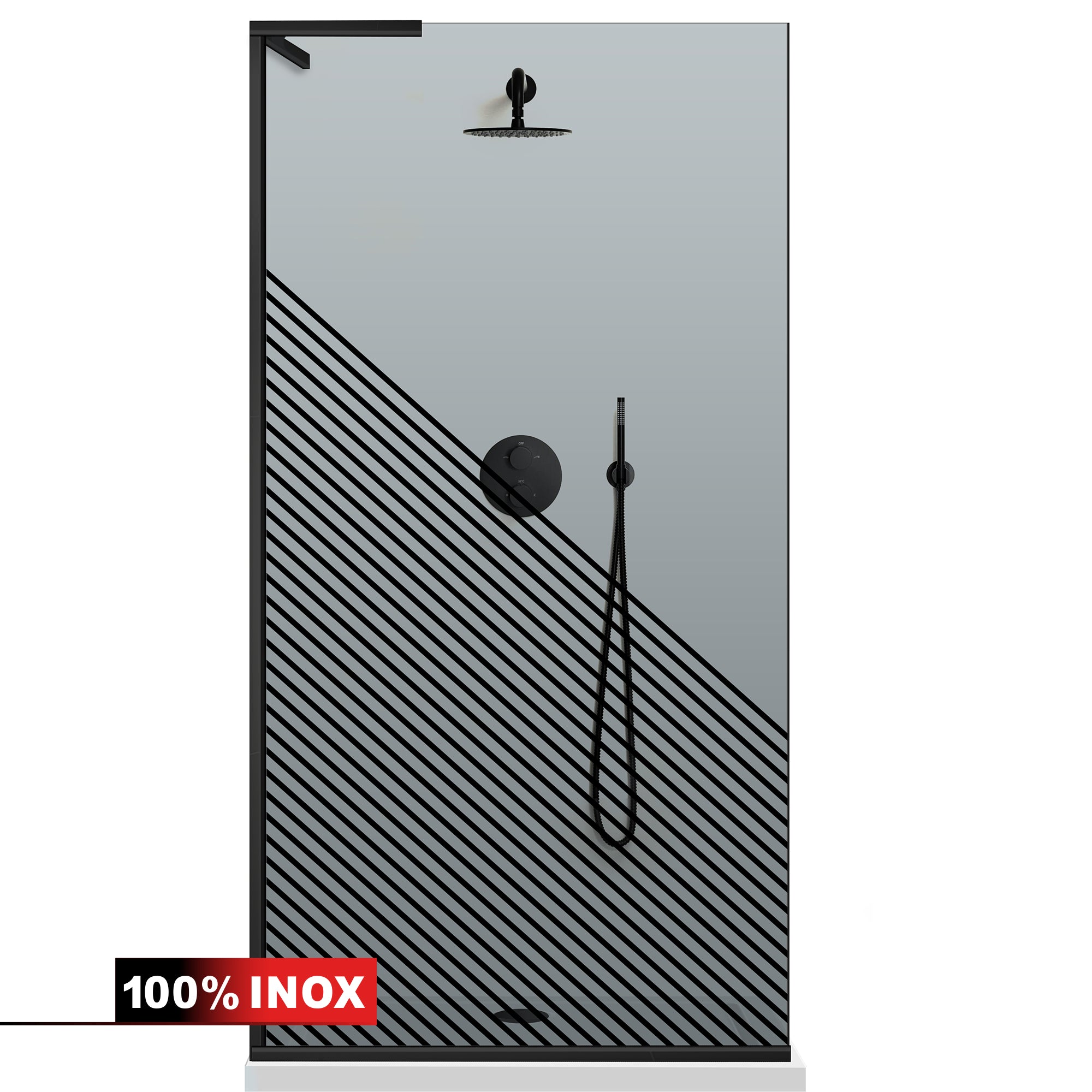 Paravan dus Walk-in, Perete dus Inox, #Gri