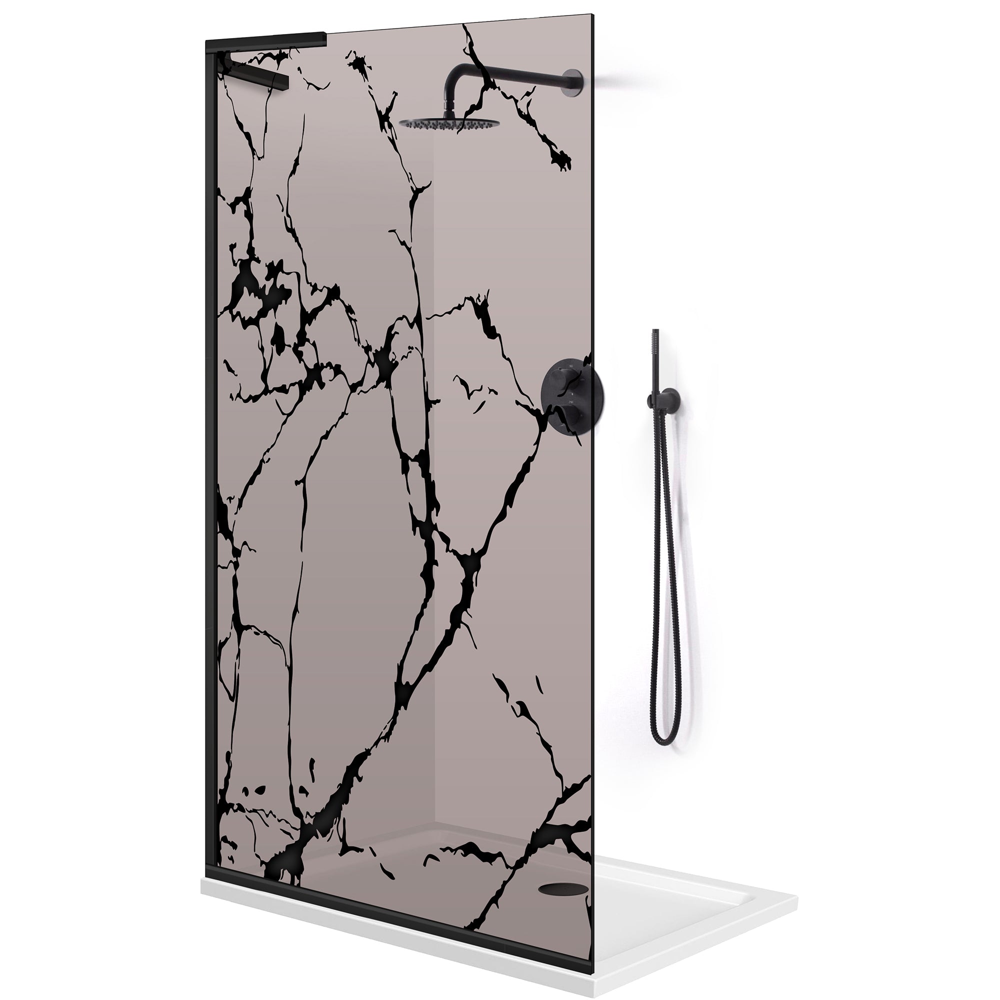 Paravan dus Walk-in, Perete dus Inox, #Bronz