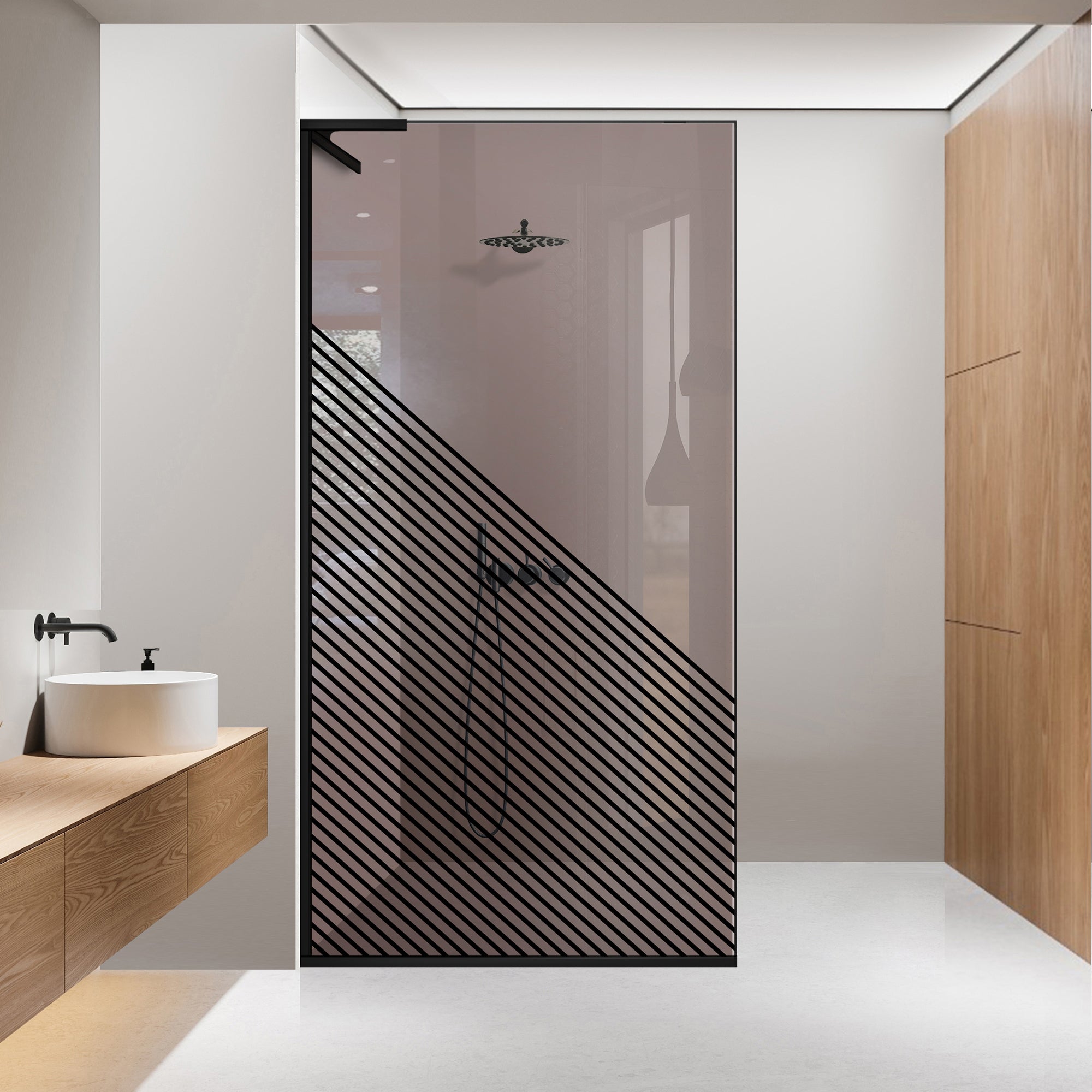 Paravan dus Walk-in, Perete dus Inox, #Bronz