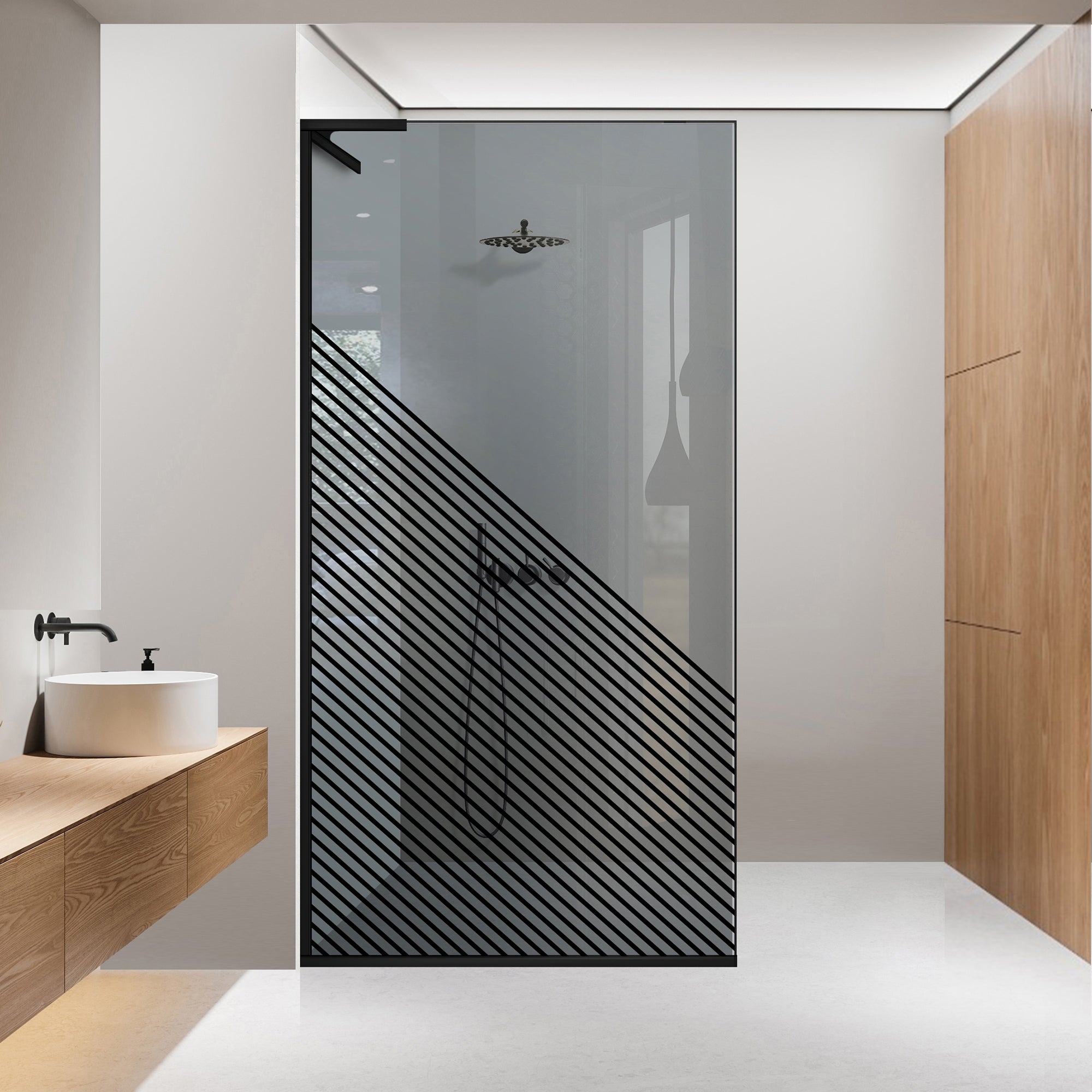 Paravan dus Walk-in, Perete dus Inox, #Gri