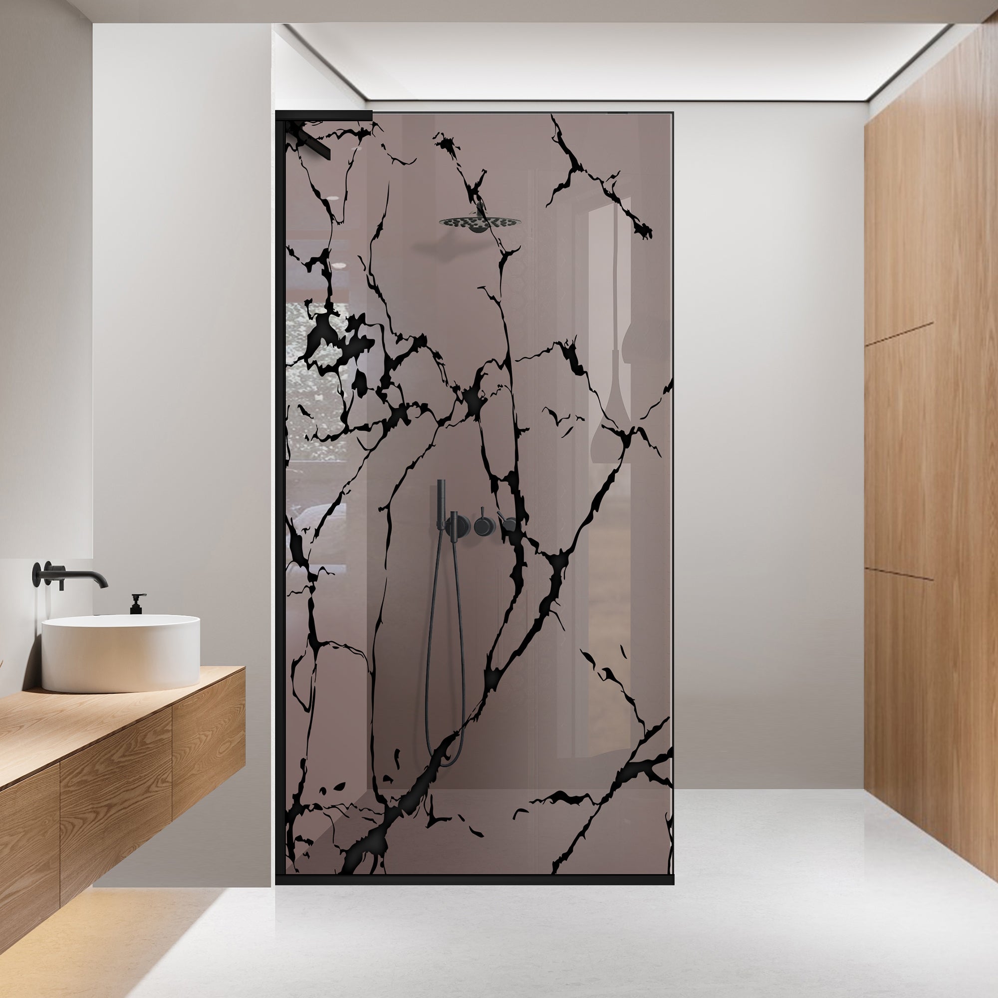 Paravan dus Walk-in, Perete dus Inox, #Bronz