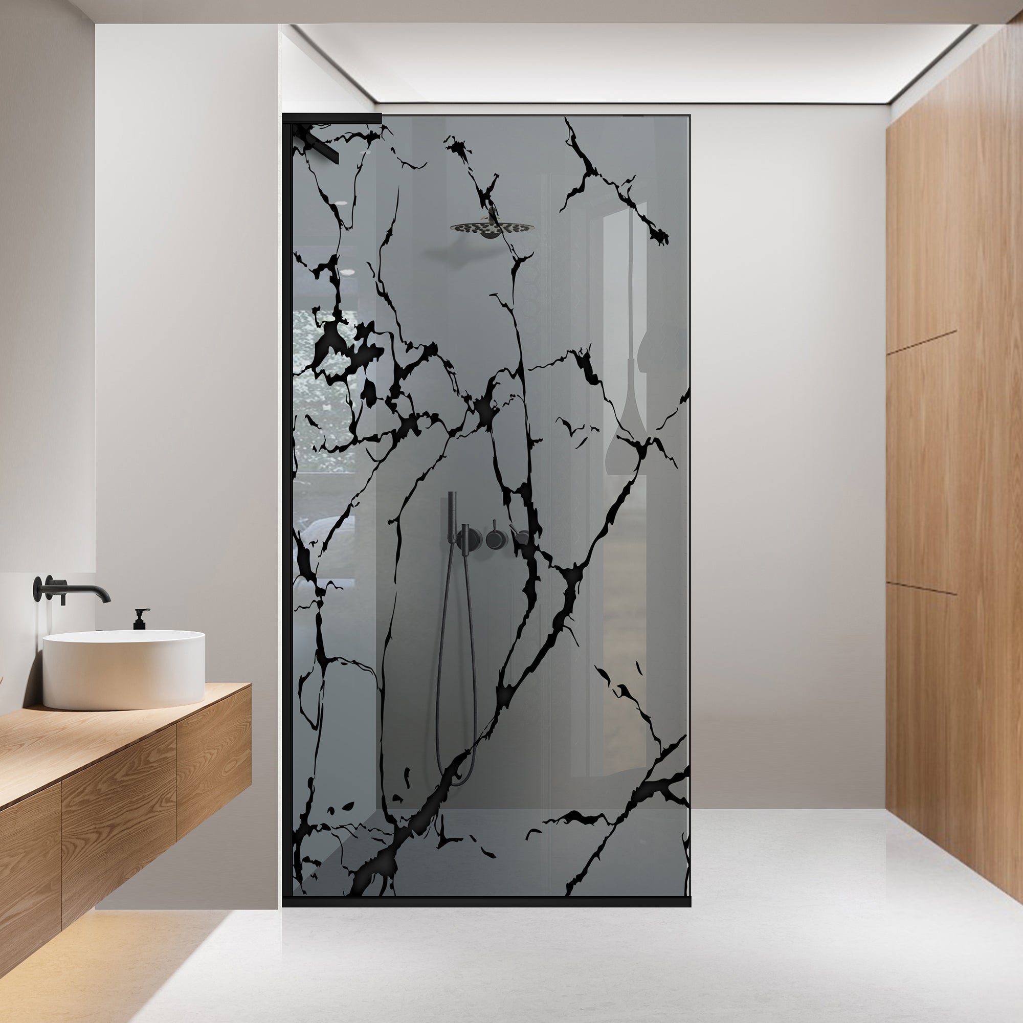 Paravan dus Walk-in, Perete dus Inox, #Gri