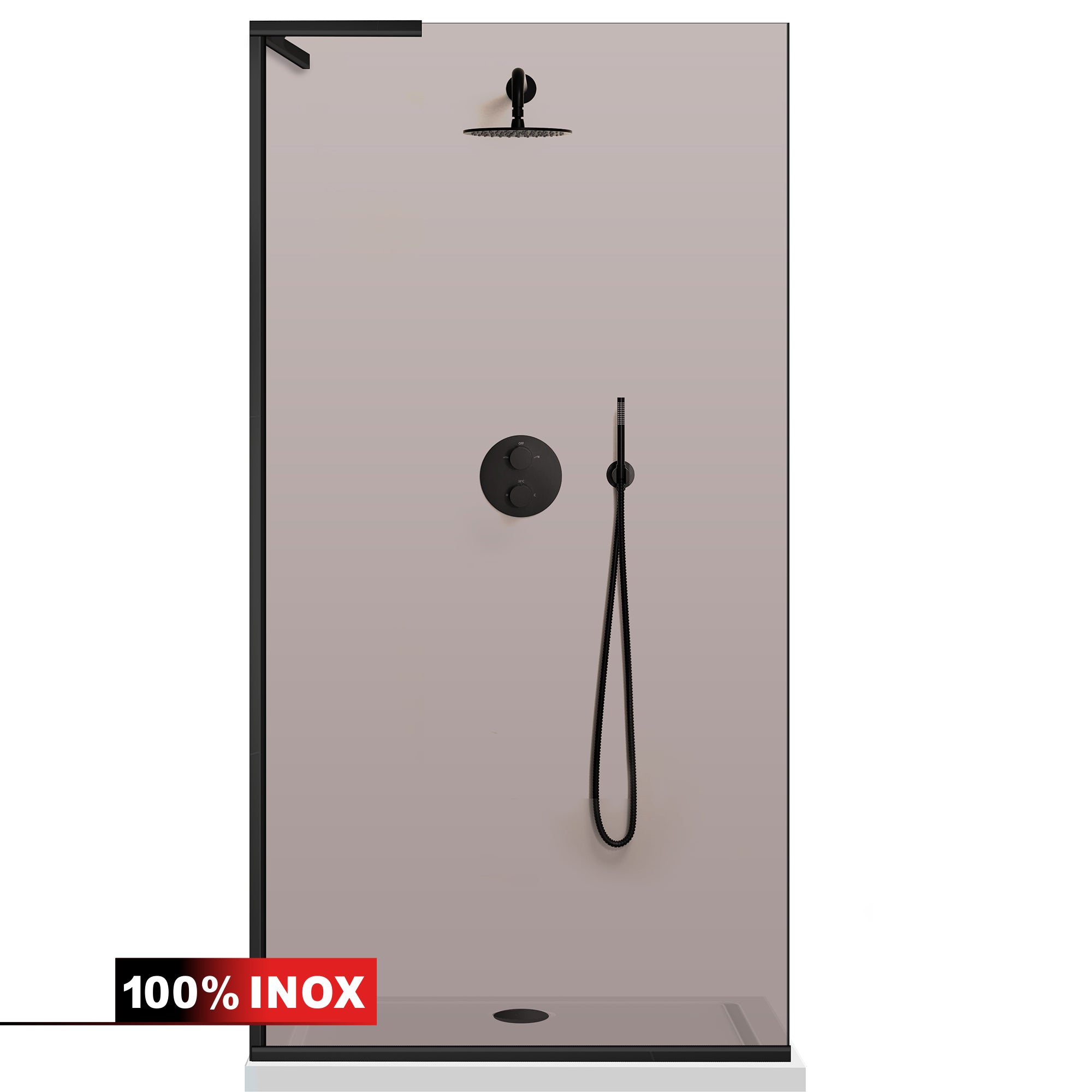 Paravan dus Walk-in, Perete dus Inox, #Bronz