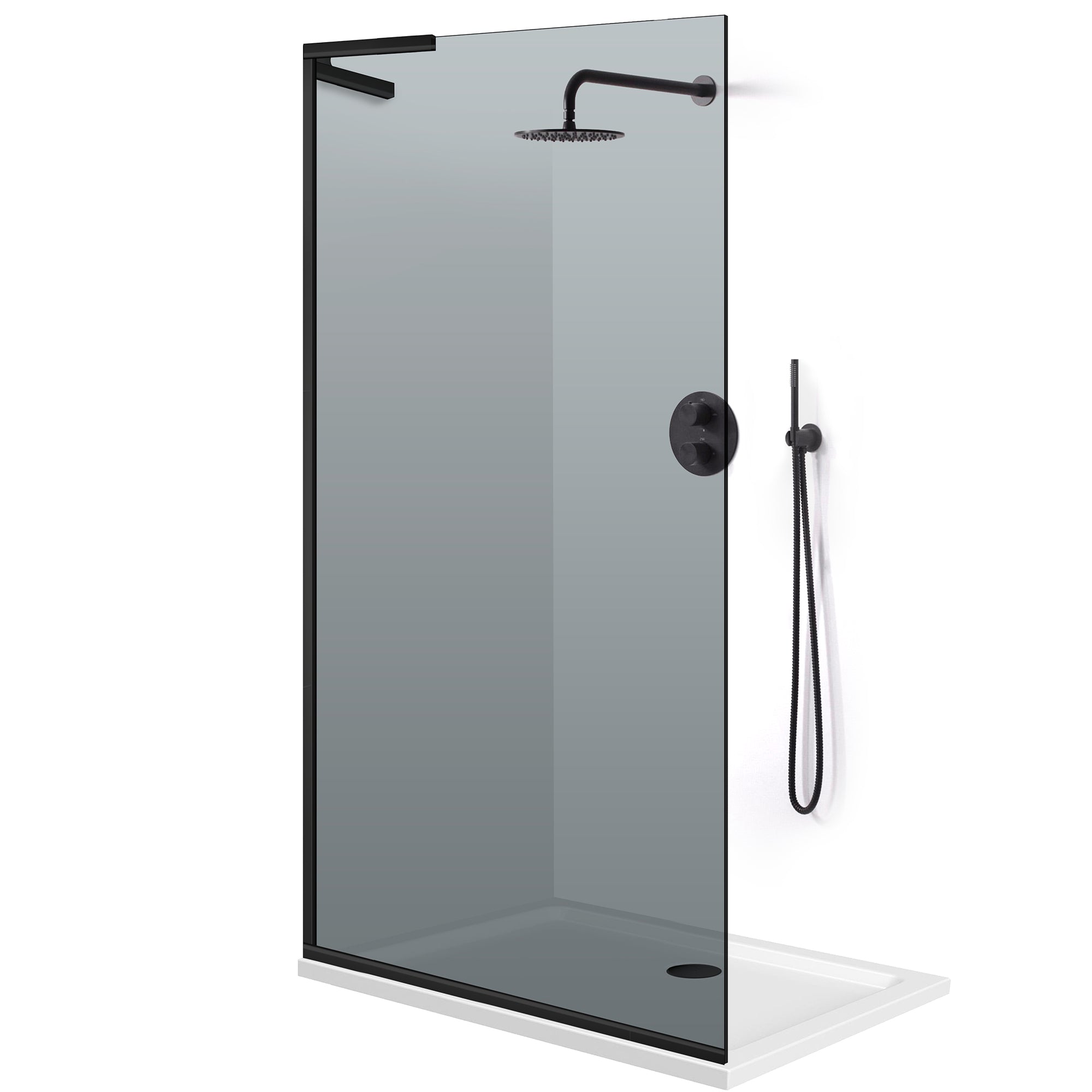 Paravan dus Walk-in, Perete dus Inox, #Gri
