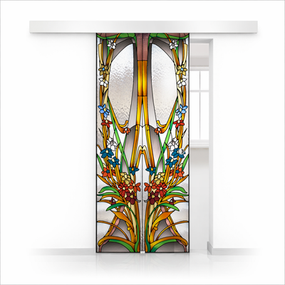 Stained glass door, Sliding glass door #Clear
