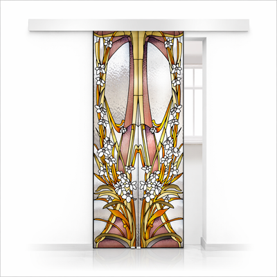 Stained glass door, Sliding glass door #Clear