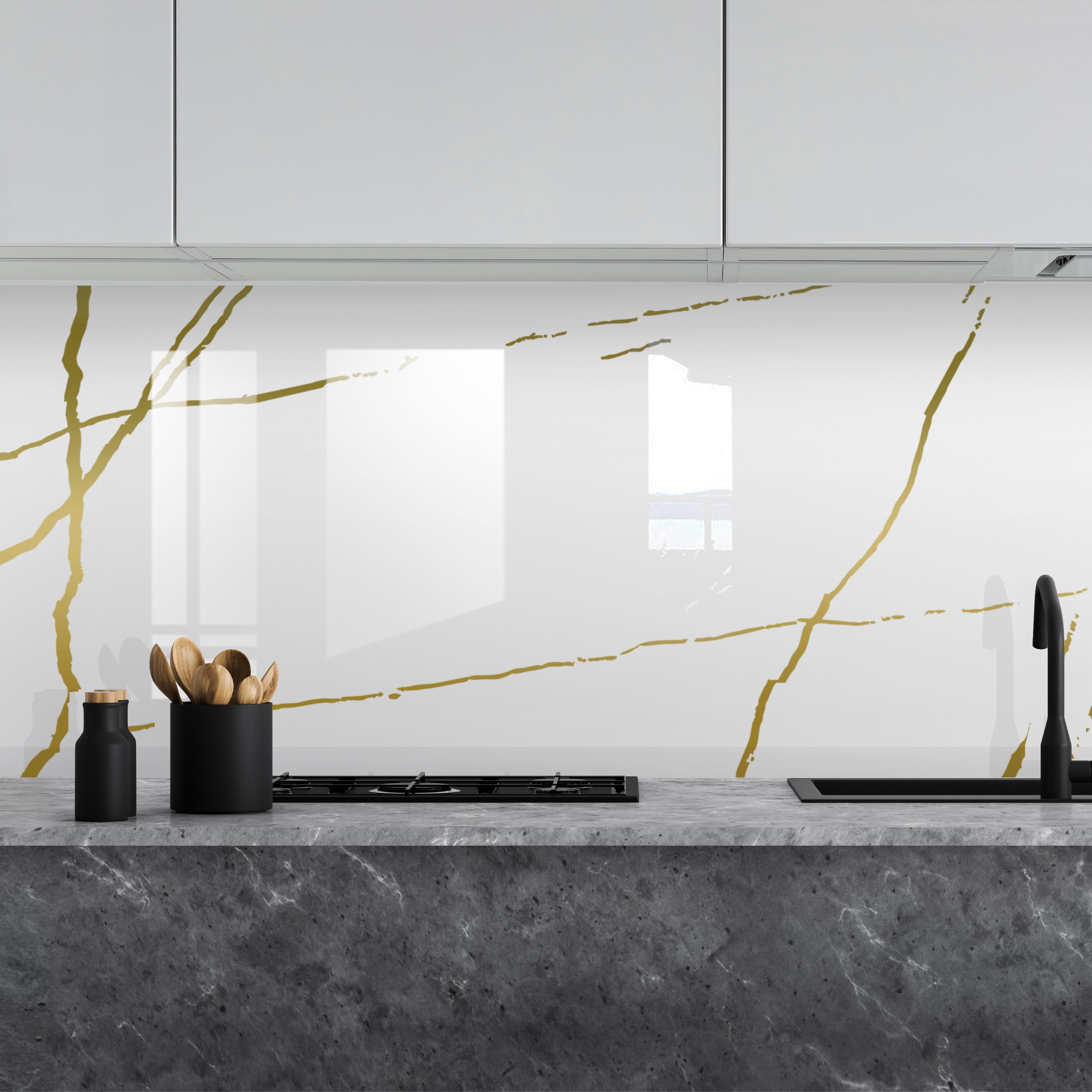 Painted kitchen glass cladding #541