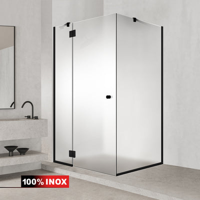 3-panel shower enclosure with hinged door