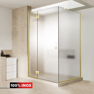 3-panel shower enclosure with hinged door