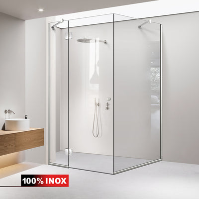 3-panel shower enclosure with hinged door