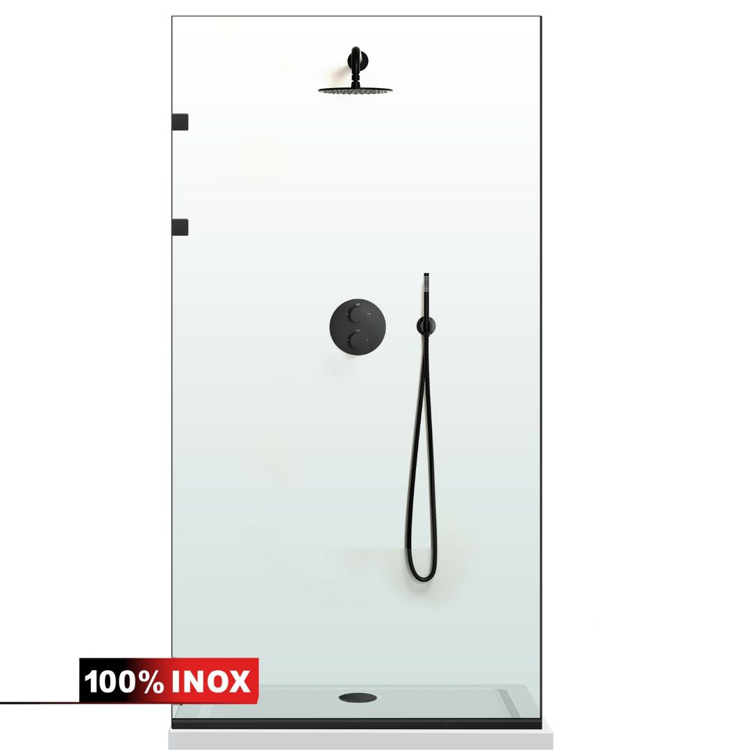 Shower Screens Walk-in, Stainless steel shower wall, matte black, #Clear #Clear