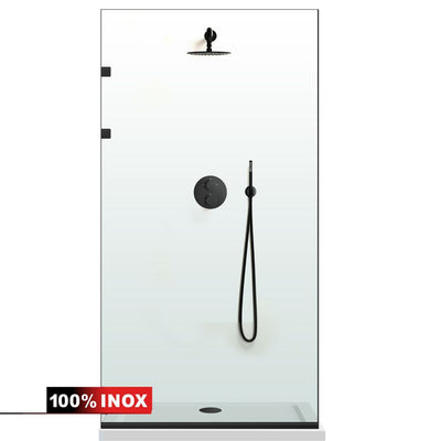 Shower Screens Walk-in, Stainless steel shower wall, matte black, #Clear #Clear