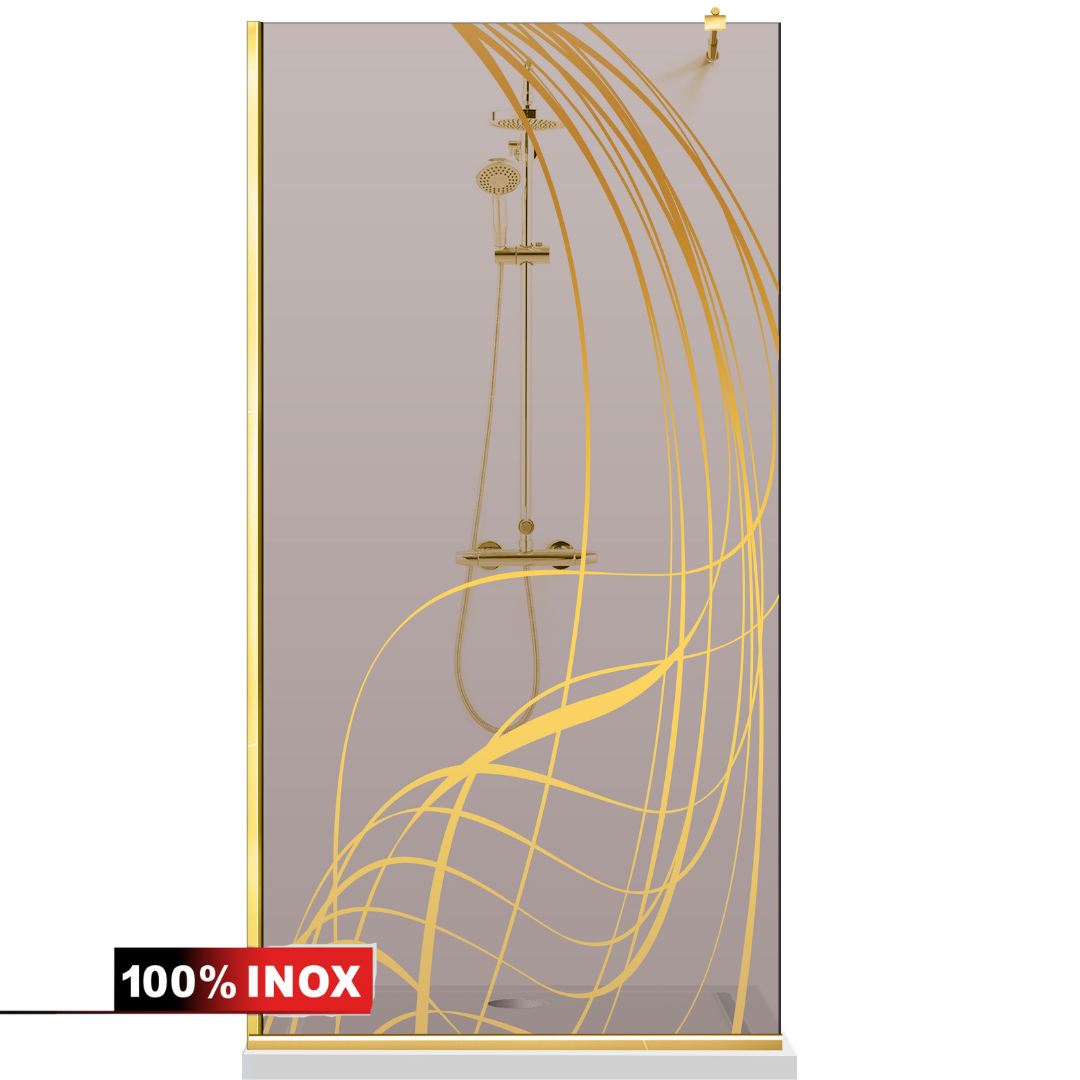 Shower Screens Walk-in, Shower Wall Gold, #Clear #Water-Clear
