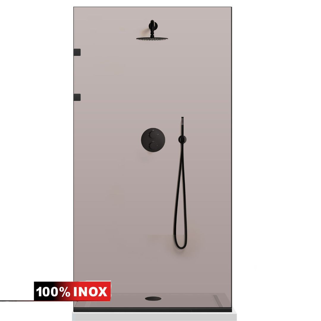 Shower Screens Walk-in, Stainless steel shower wall, matte black #Bronze