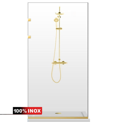 Shower Screens Walk-in, Stainless steel shower wall, gold, #Clear #Crystal clear