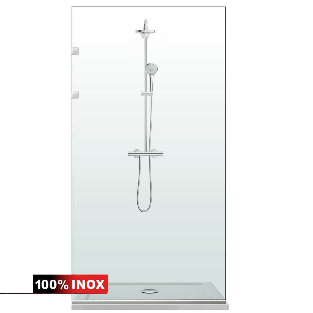 Aqua Elegance ® INOX walk-in shower screen, full stainless steel hardware, clear tempered glass