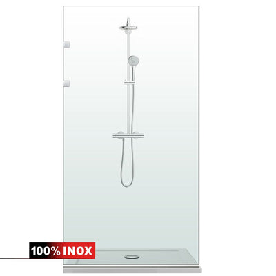 Aqua Elegance ® INOX walk-in shower screen, full stainless steel hardware, clear tempered glass