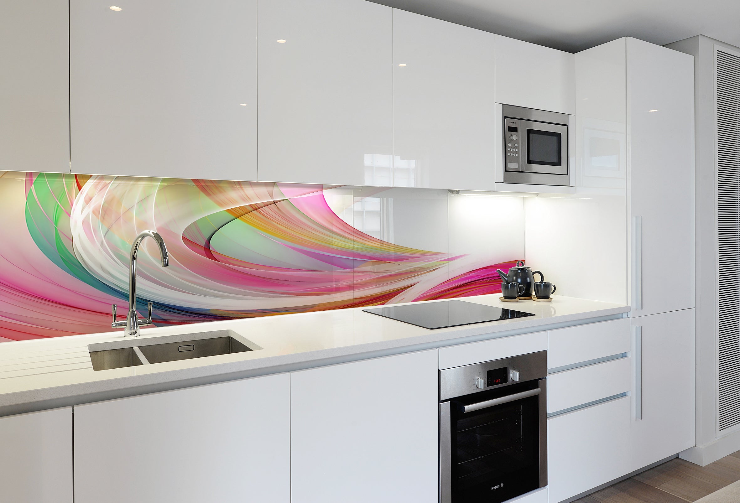 Printed glass kitchen splashback #3001