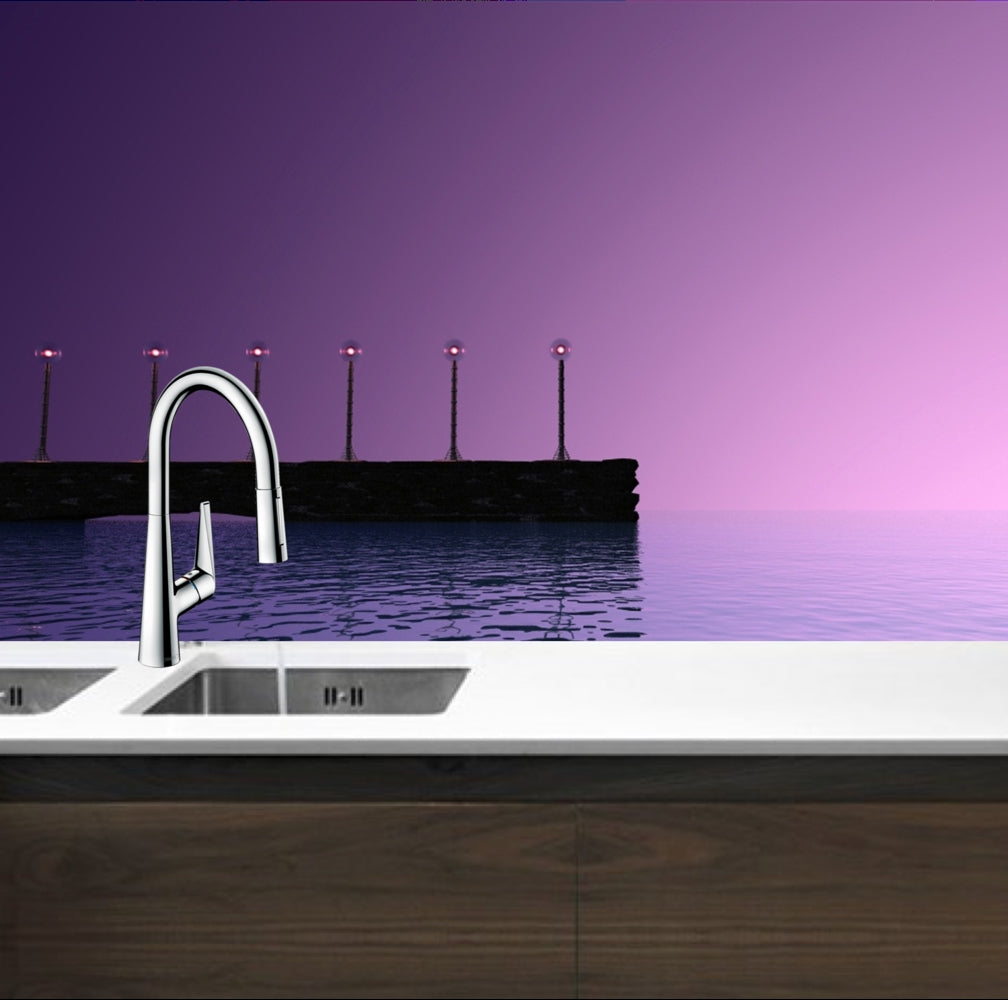 Printed glass kitchen splashback #3005