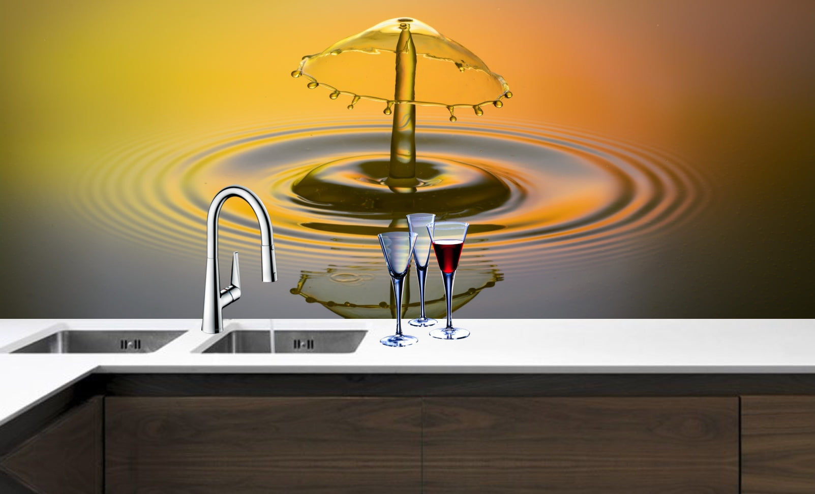 Printed glass kitchen splashback #3007