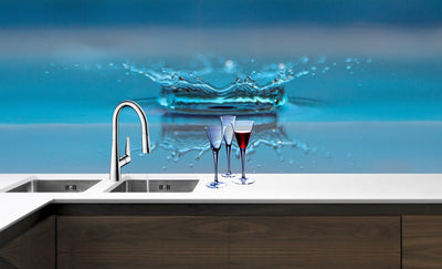 Printed glass kitchen splashback #3008