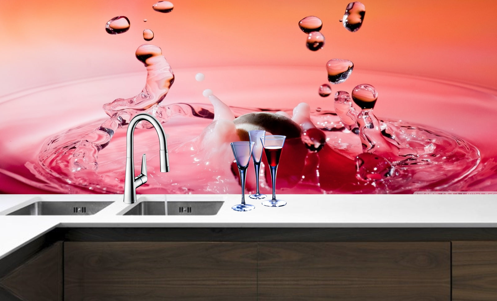 Printed glass kitchen splashback #3009
