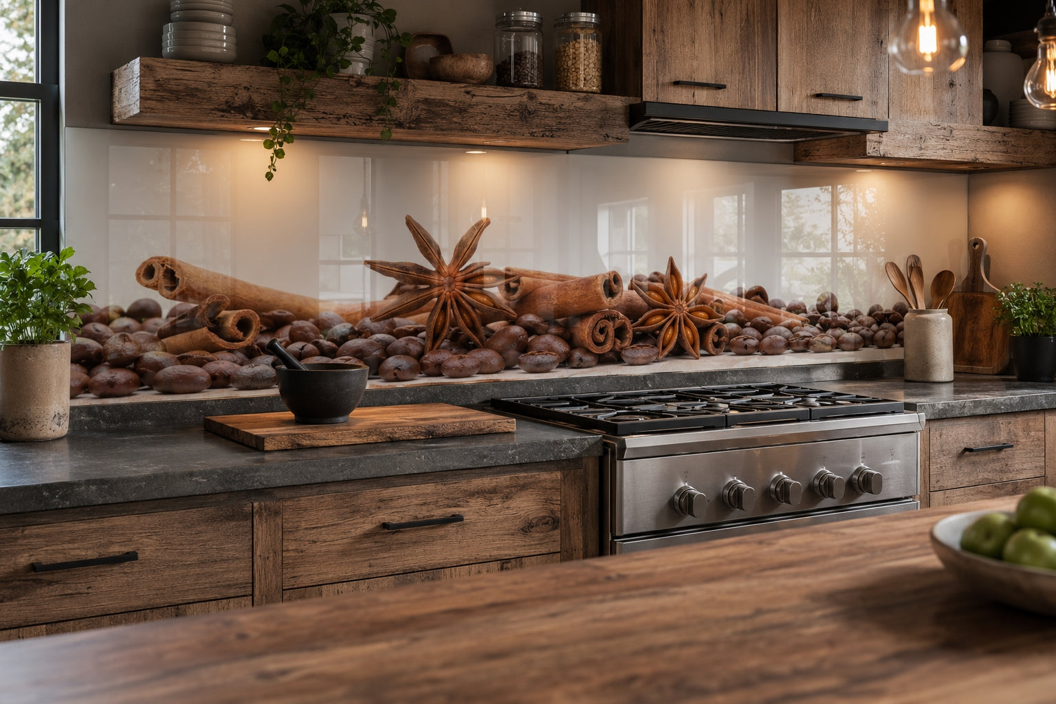 Printed glass kitchen splashback #3012