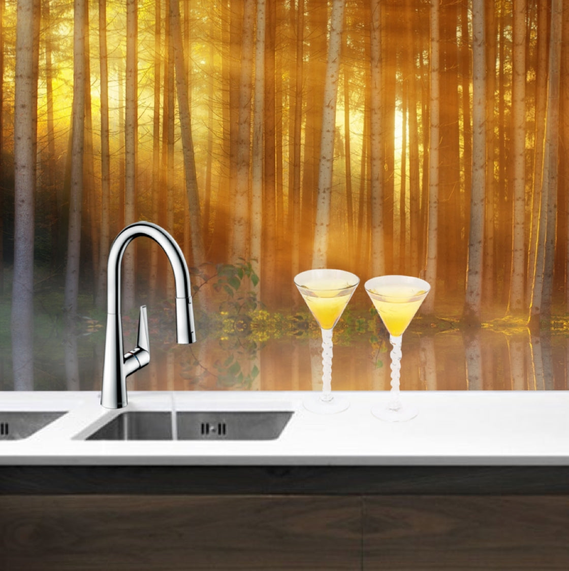 Printed glass kitchen splashback #3037