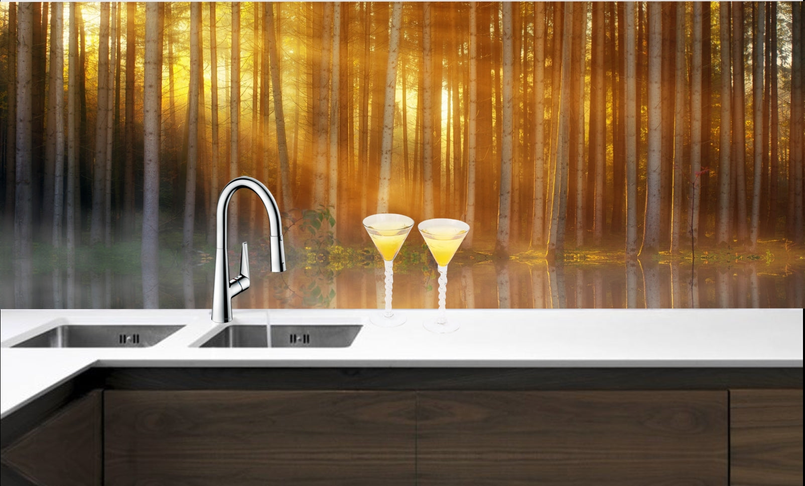 Printed glass kitchen splashback #3037