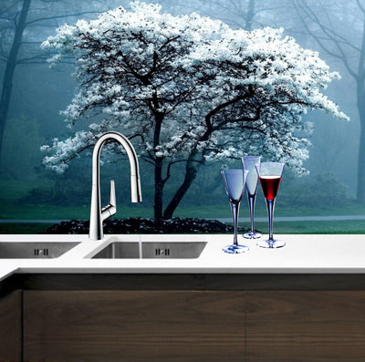 Printed glass kitchen splashback #3038