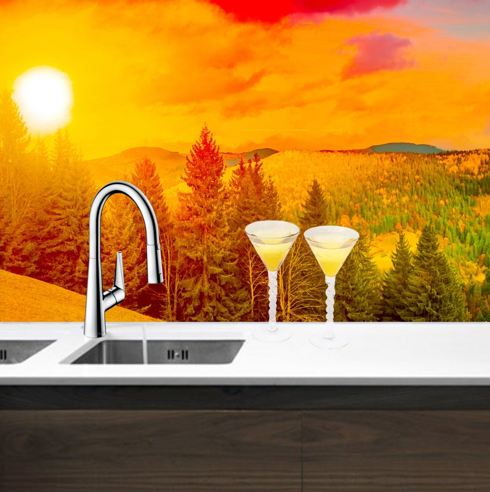 Printed glass kitchen splashback #3040