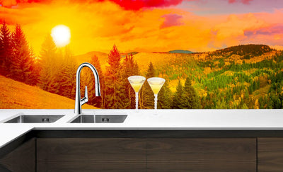 Printed glass kitchen splashback #3040
