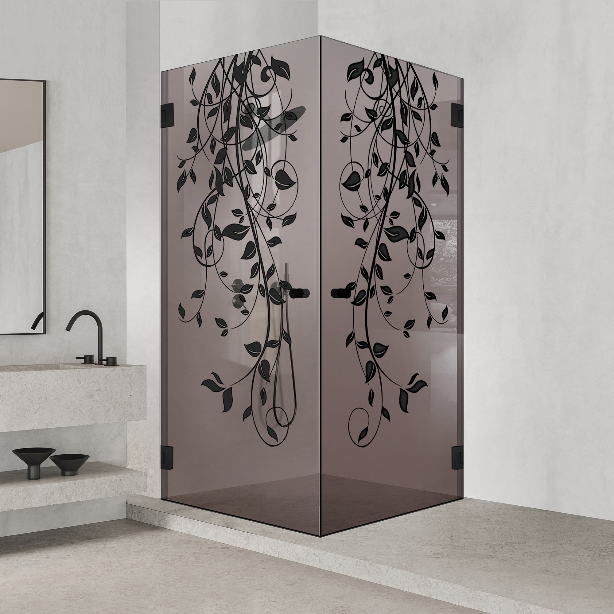 Shower enclosure with hinged door #Bronze