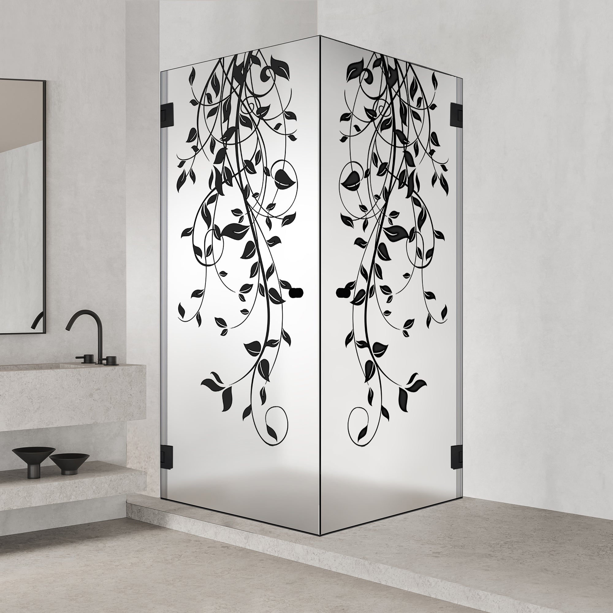 Shower enclosure with hinged door #Satiné