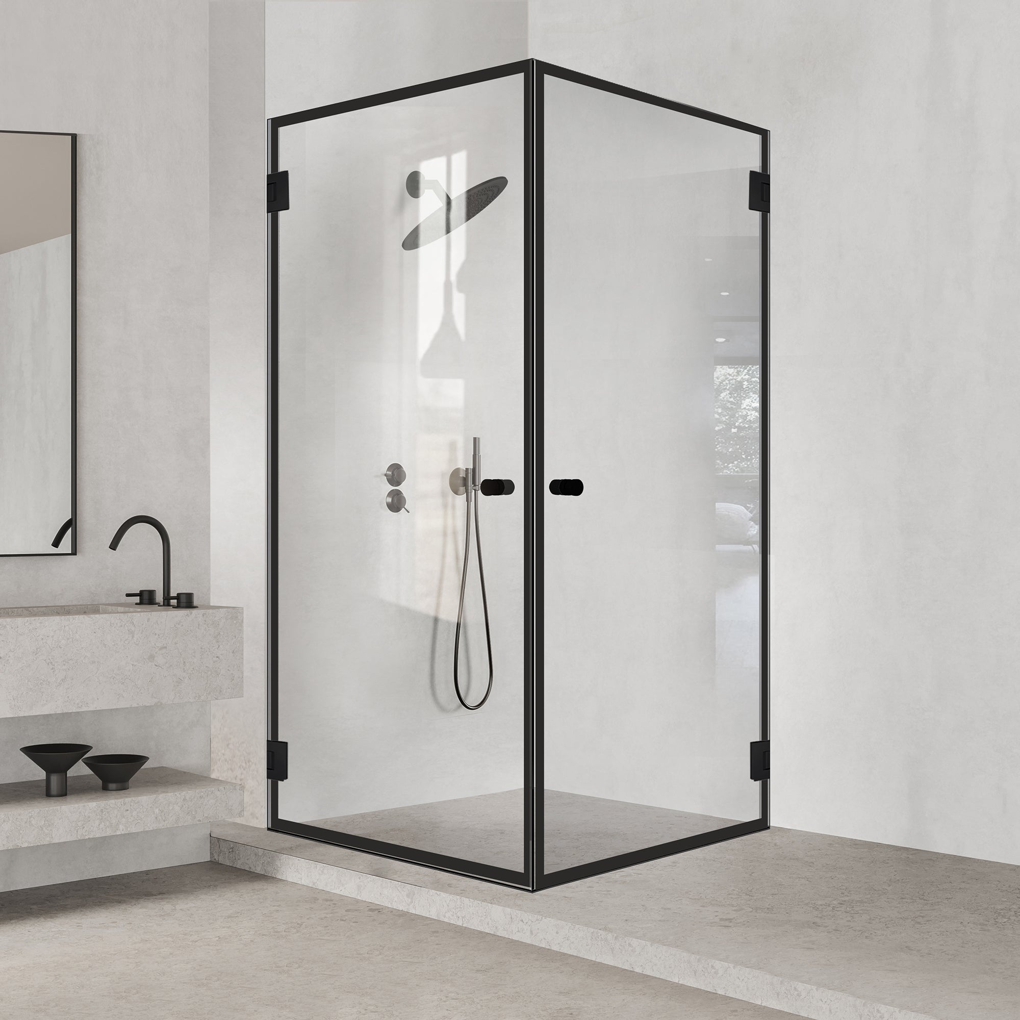 Shower enclosure with hinged door #Clear