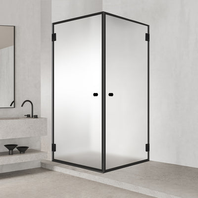 Shower enclosure with hinged door #Satiné