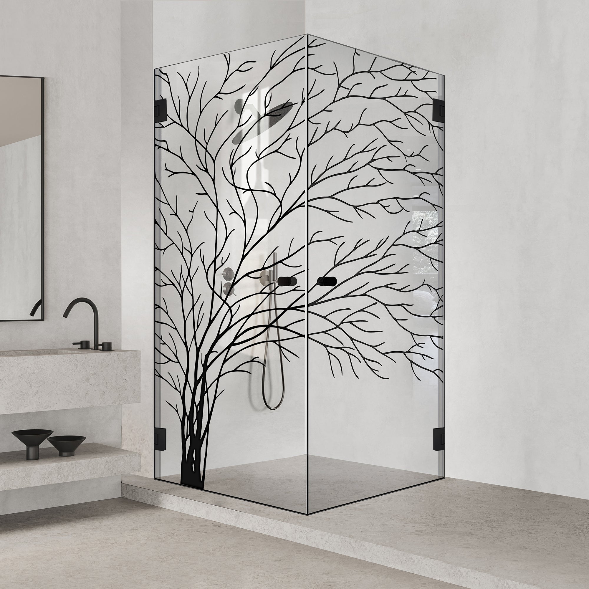 Shower enclosure with hinged door #Clear