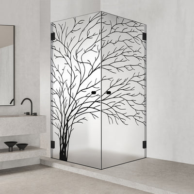 Shower enclosure with hinged door #Satiné