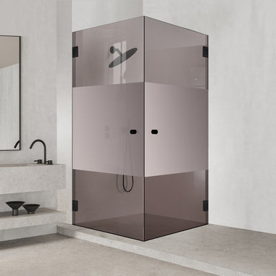Shower enclosure with hinged door #Bronze