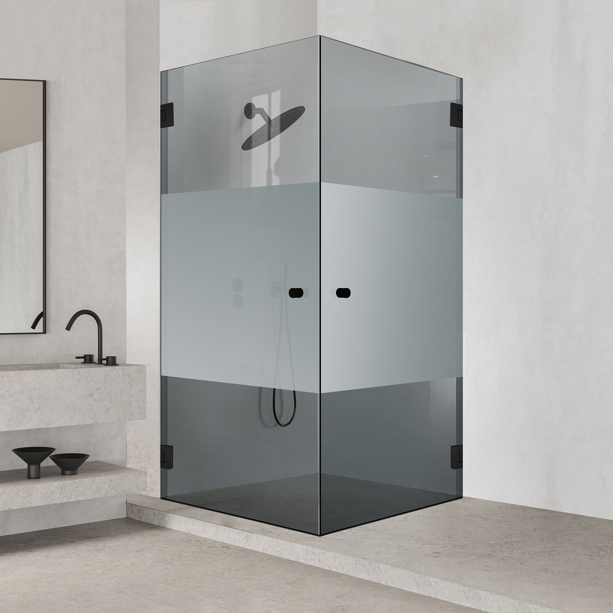 Shower enclosure with swing door #Grey
