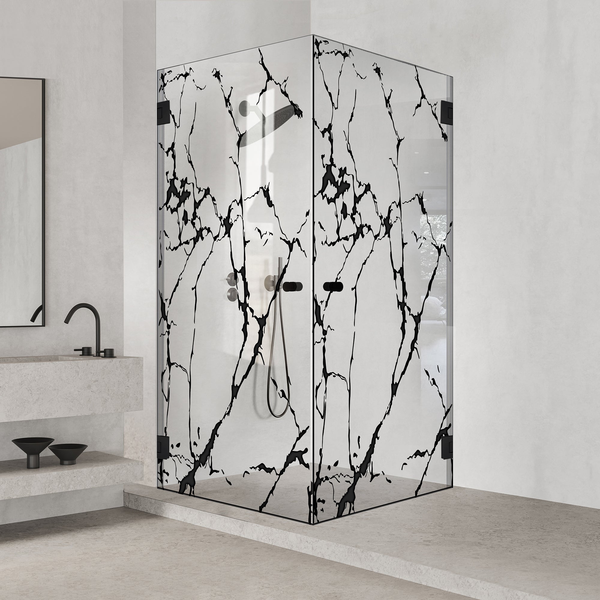 Shower enclosure with hinged door #Clear