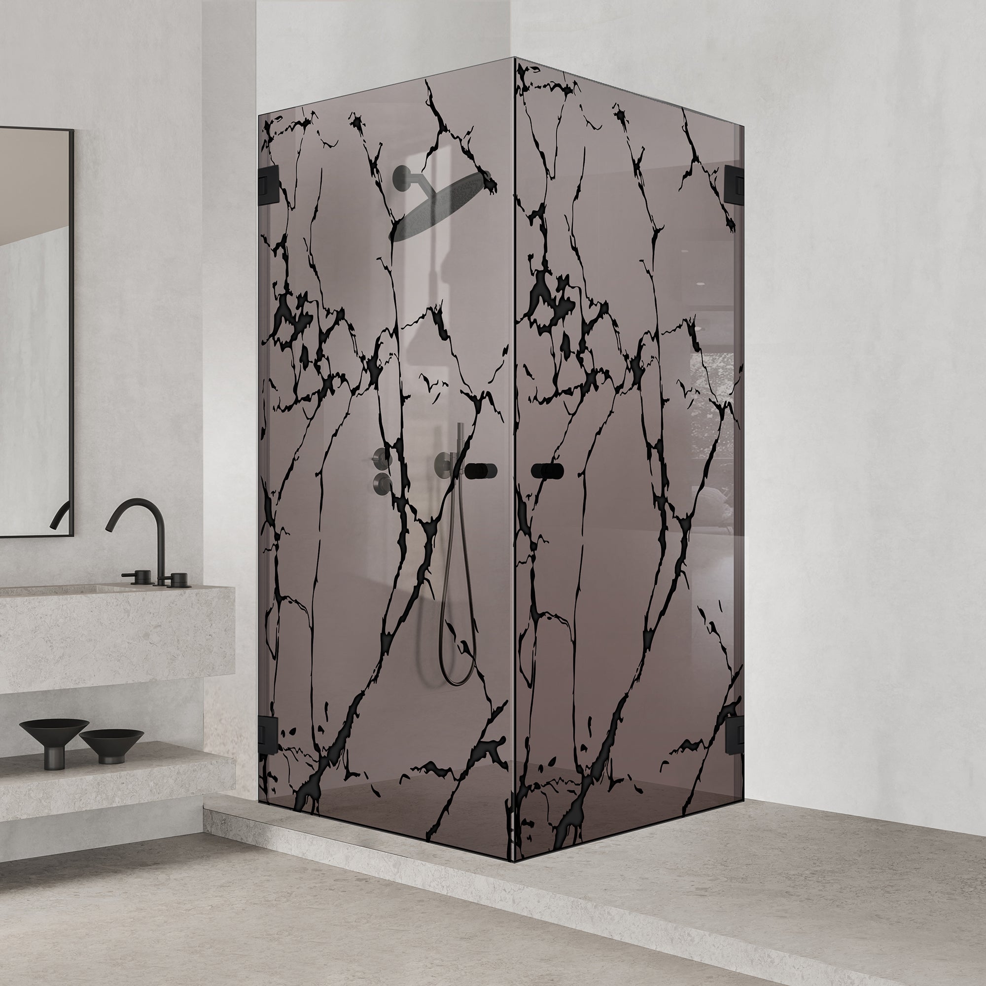Shower enclosure with hinged door #Bronze