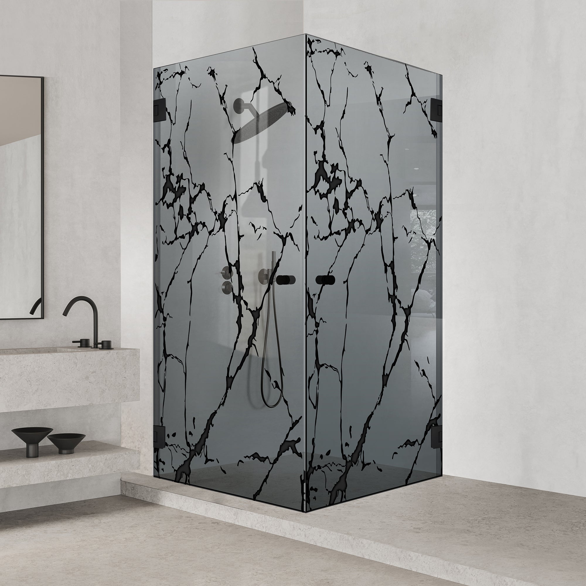 Shower enclosure with hinged door #Grey