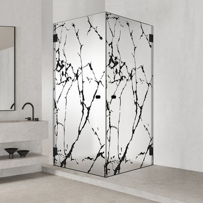 Shower enclosure with hinged door #Satiné