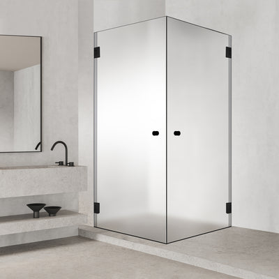 Shower enclosure with hinged door #Satiné