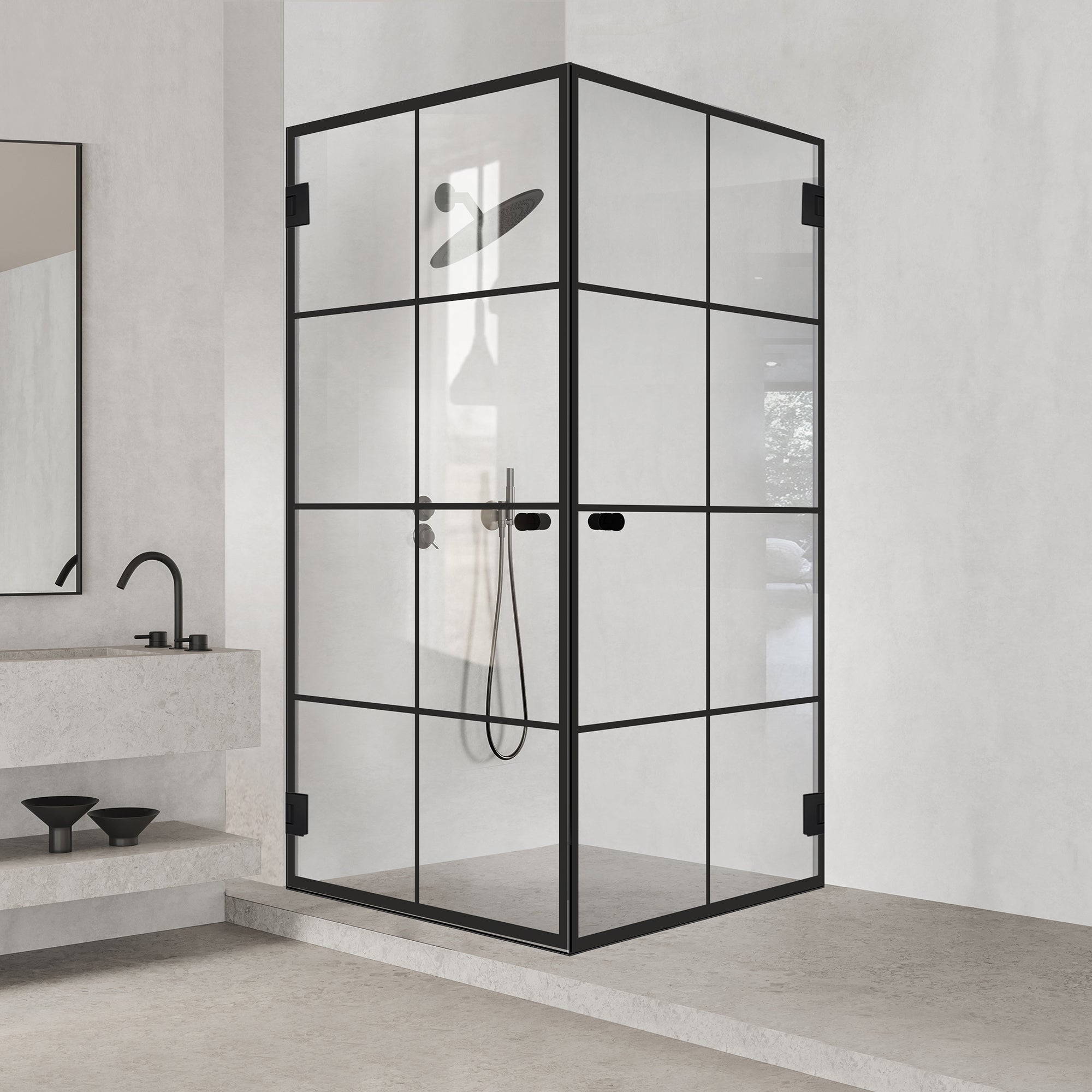Shower enclosure with hinged door #Clear