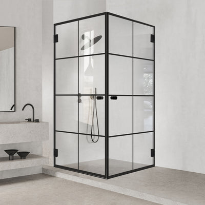 Shower enclosure with hinged door #Clear